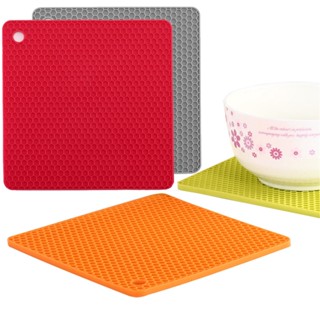 【AG】Coaster Pad Square Honeycomb Heat Insulation Non-slip Silicone Mat Anti-scald Water Cup Coasters