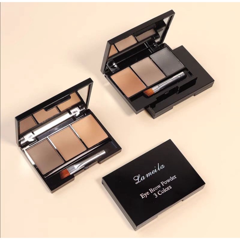 พาเลตต์เขียนคิ้ว Lamaila​ Eyebrow​ 3 สี ที่เขียนคิ้วแบบฝุ่น คิ้วฝุ่น คอนทัวร์ กันน้ำ ติดทน พร้อมแปรงและกระจก คอนทัวร์​