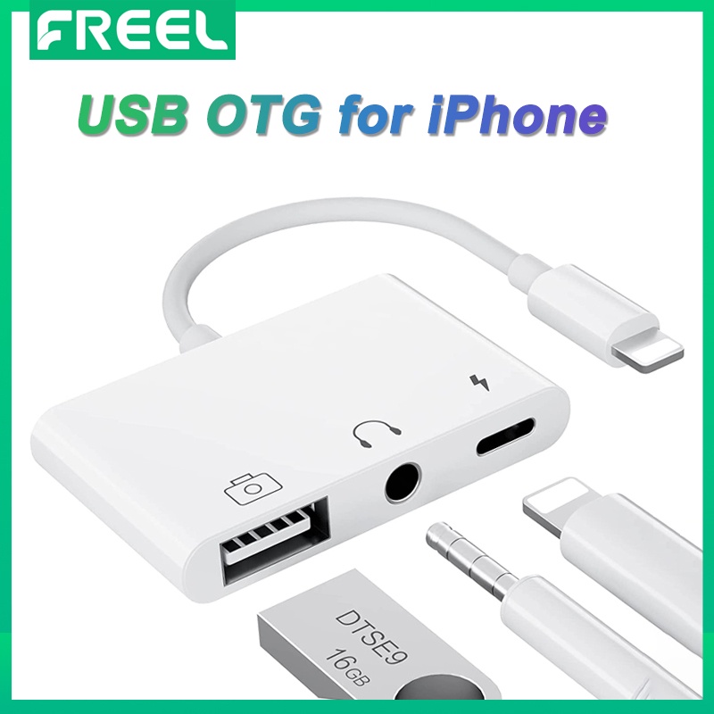 อะแดปเตอร์ USB OTG 3 in 1 พร้อมพอร์ตชาร์จ และแจ็คหูฟัง 3.5 มม. สําหรับ iPhone 13 12 11 Pro X 8 7
