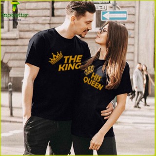 The KING HIS QUEENT เสื้อยืดแขนสั้น สีดํา แฟชั่นฤดูร้อน สําหรับผู้ชาย และผู้หญิง (S-3XL)_05