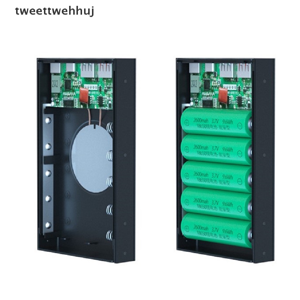 Tw DIY พลังงานมือถือแบบถอดได้ 5*18650 เคสเครื่องชาร์จไร้สาย huj