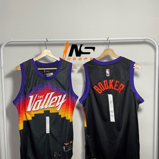 เสื้อกีฬาแขนสั้น ลายทีมชาติฟินิกซ์ NBA Jersey Suns Devin Booker #1 [CITY Jersey 20/21] (ซื้อ 4 ฟรี 1) BPlfae16GClbki07