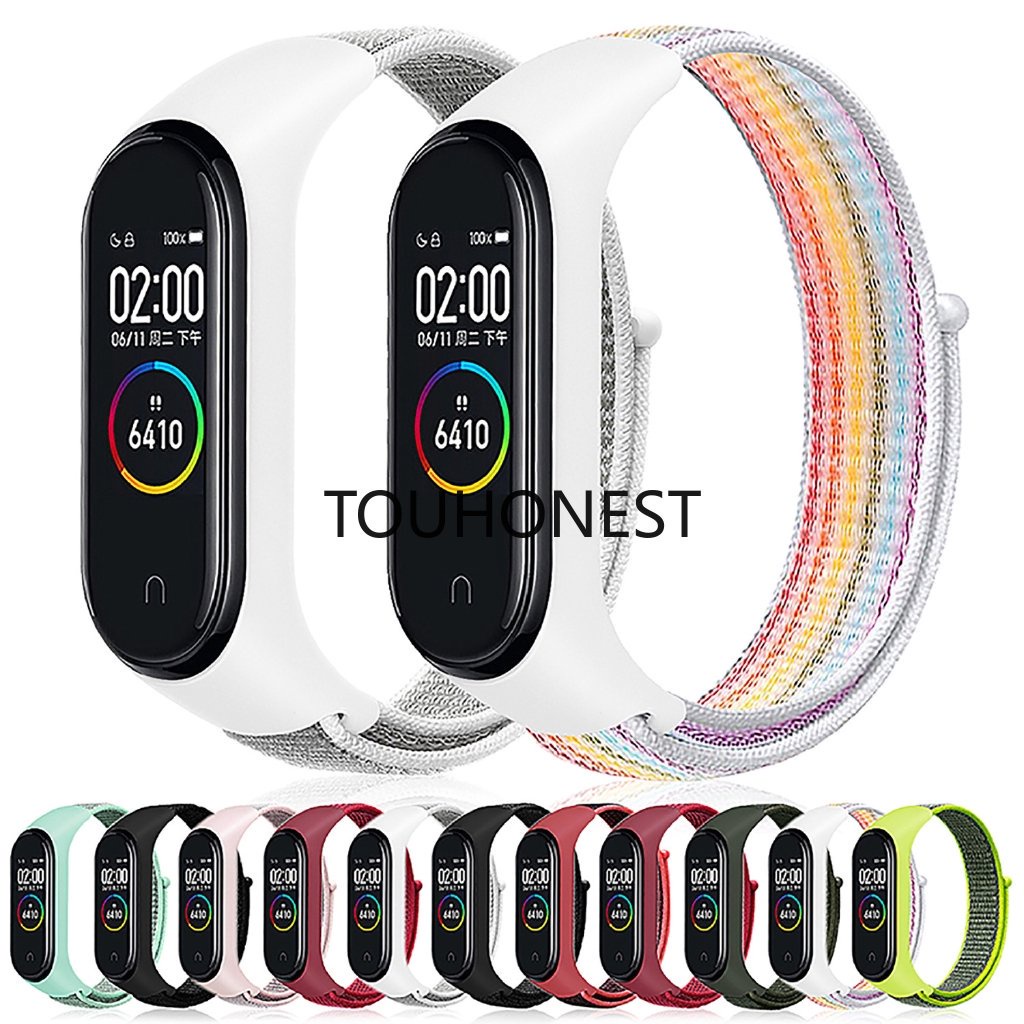 สําหรับ For Xiaomi Mi Band 3 4 5 6 7 Casual Fashion Soft Silicone Replacement Colourful Nylon Strap สายไนล่อน ซิลิโคนนุ่ม แฟชั่น ลําลอง เปลี่ยนได้ สีสันสดใส