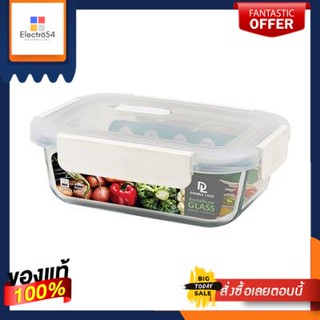 กล่องอาหารแก้วทรงเหลี่ยมฝาล็อก DOUBLE LOCK รุ่น JCJ-1940A ความจุ 1,650 มล. สีใสDOUBLE LOCK square glass food box, model