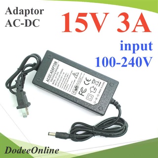 .อะแดปเตอร์ แปลงไฟ AC220V to DC 15V ขนาด 3A  หัวเสียบ 5.5 mm. รุ่น JCY-1530 DD