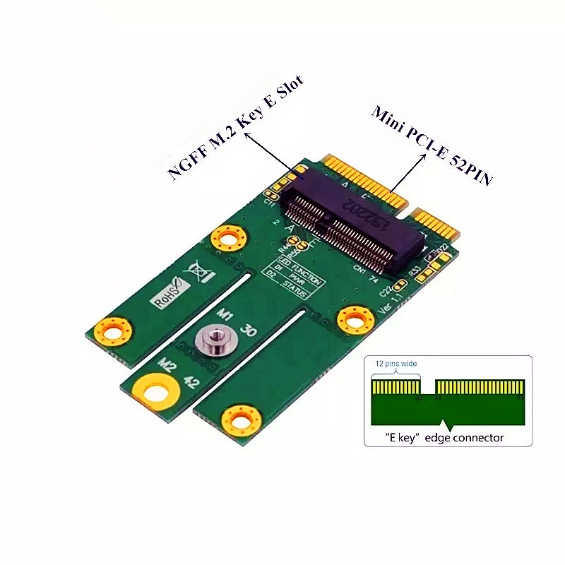 Mini PCI-E 52Pin to NGFF M.2 E/ B-Key Slot Adapter Card สําหรับโมดูลไร้สาย BT