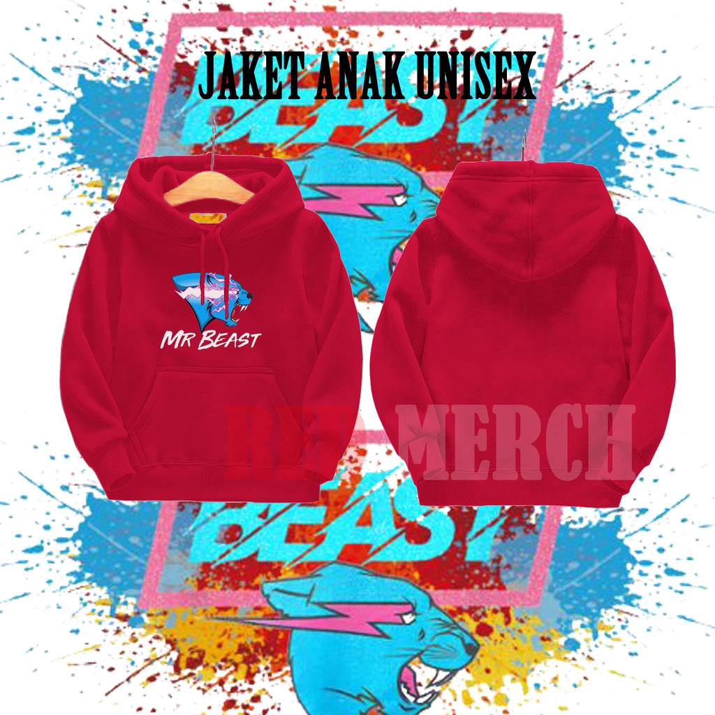 Mr Beast Kids Jacket เสื้อสเวตเตอร์มีฮู้ดเกม Mr Beast - Red Merch