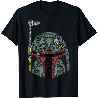 เสื้อยืด พิมพ์ลายกราฟิก Star Wars Boba Fett Silhouette Helmet Fill สําหรับผู้ชาย_04