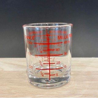 แก้วตวง มีสเกล ตวงยาหรือของเหลวอื่นๆ shot glass มีขีดบาร์ สเกล 1.5oz / 45ml / 3tbsp / 9tsp  (ราคาต่อ1ใบ)