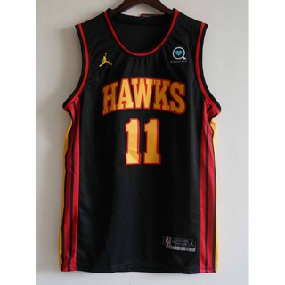 ขายดี Atlanta Hawks ฤดูกาล สําหรับผู้ชาย 2021 #11 เสื้อกีฬาบาสเก็ตบอล ปักลาย Trae Young HAWKS สีดํา IKghmb56NLkjbk68