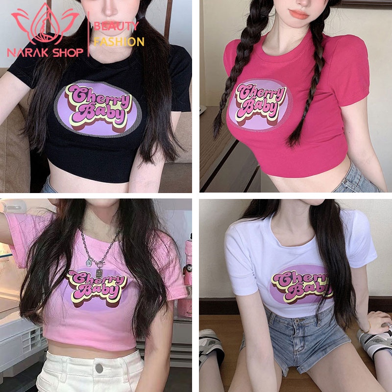พร้อมส่ง  เสื้อยืดหลวม  เสื้อครอปรัดรูป   ผ้าคอตตอน 100%  นุ่มใส่สบาย (รูปภาพจากงานจริง)