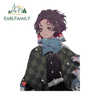 Earlfamily สติกเกอร์ ลายการ์ตูนอนิเมะ Demon Slayer Kamado Tanjirou ขนาด 13 ซม. x 9.5 ซม. สําหรับตกแต่งรถยนต์ สเก็ตบอร์ด