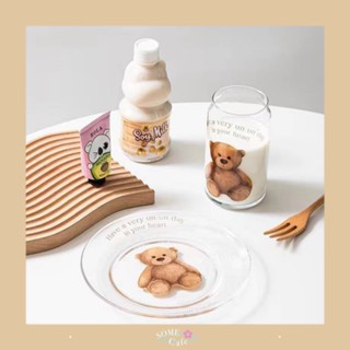 [พร้อมส่ง] 🧸 Ins Bear Glass &amp; Plate แก้วน้ำ จาน ลายหมี