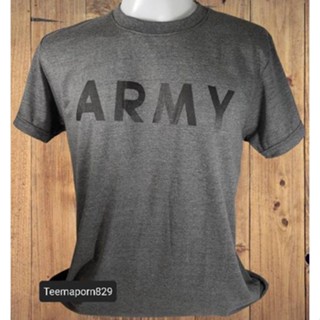 เสื้อทหารARMY เสื้อยืดแขนสั้น สีเทาเข้ม