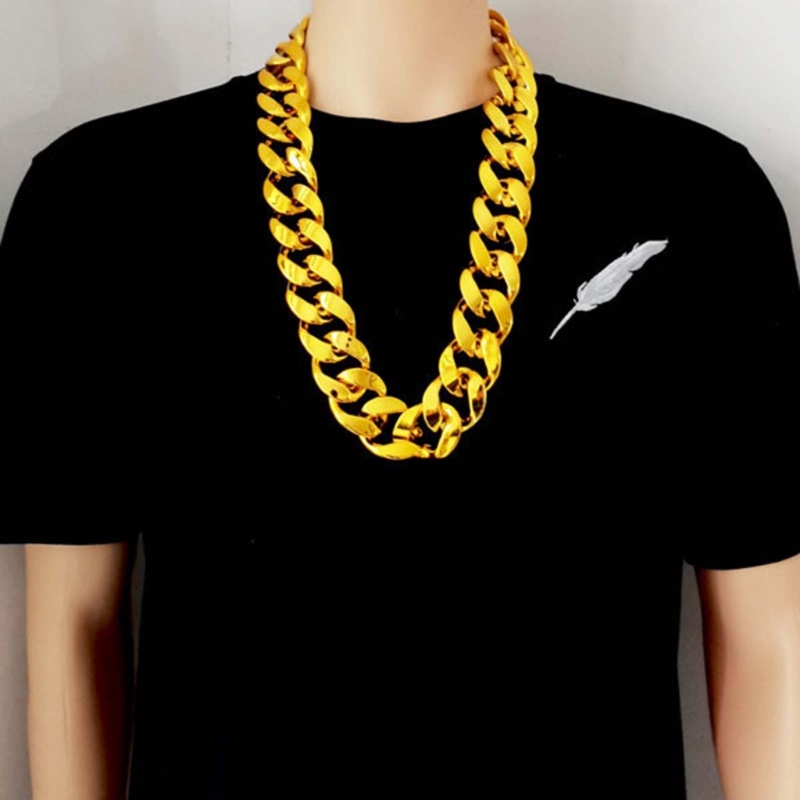 Run Sparkling Faux Gold Chain สร้อยคอพลาสติก Big Chunky สร้อยคอ Rapper อุปกรณ์เสริม