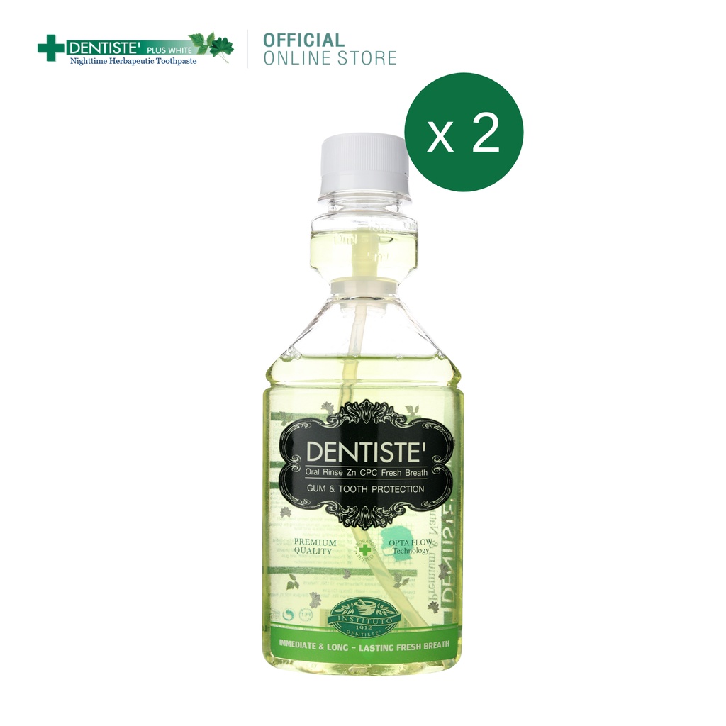 Dentiste' Oral Rinse Zn Cpc Fresh Breath 200 Ml น้ำยาบ้วนปาก ลดแบคทีเรีย ปกป้องยาวนานถึง 12 ชม. เดนทิสเต้(แพ็ค2)