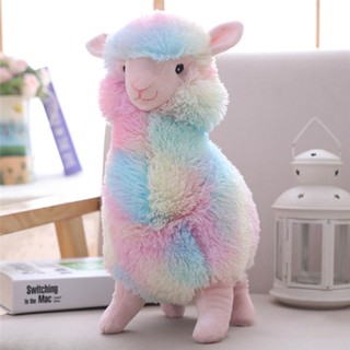 King หมอนตุ๊กตาแกะอัลปาก้า สีรุ้ง น่ารัก ขนาด 30 ซม. ของขวัญคริสต์มาส สําหรับเด็ก 5RU2