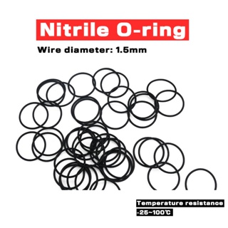 Nitrile โอริง ปะเก็นซีลท่อ เส้นผ่าศูนย์กลาง 1.5 มม. เส้นผ่าศูนย์กลางนอก 5-40 มม. สีดํา กันน้ํามัน