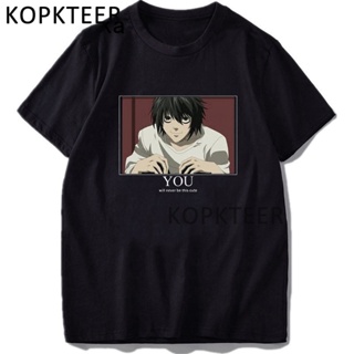 【เสื้อยืดพลัสไซซ์】เสื้อยืดแขนสั้น พิมพ์ลายการ์ตูนอนิเมะ Death Note Yagami Light and L สไตล์สตรีท ฮิปฮอป_12