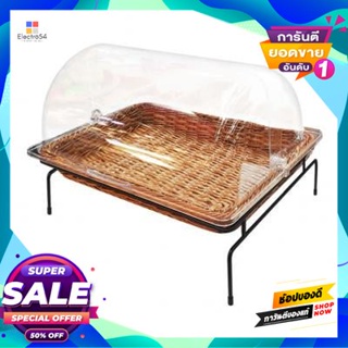 Synthetic ถาดหวายเทียมอเนกประสงค์มีฝาครอบพลาสติกใส Kassa Home รุ่น Zy19220Ch สีน้ำตาลmultipurpose Synthetic Rattan Tray