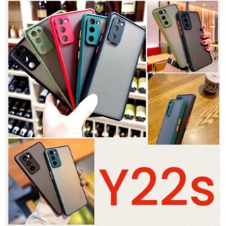 Vivo Y22s Case ขอบสี ฝาหลัง แบบขุ่น คลุมครอบเครื่อง กันกระแทก คลุมกล้อง (ของแท้100%)