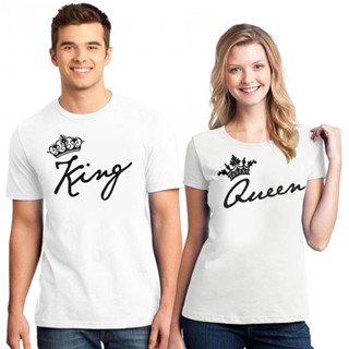 Lover Men/women Tshirt Summer Cotton King Queen Kawaii Harajuku Top White Tshirt Streetwear Couples T Shirts Matchi_02