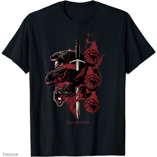 เสื้อยืดคอกลม แขนสั้น ผ้าฝ้าย พิมพ์ลาย Game of Thrones Targaryen Dragons แฟชั่นฤดูร้อน สําหรับผู้ชาย_08