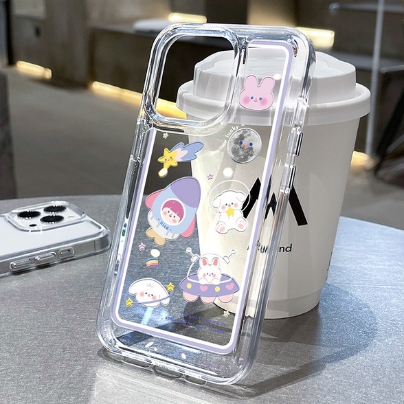เคสซิลิโคนใส ลายกระต่ายอวกาศน่ารัก กันกระแทก สําหรับ IPhone 14 13 12 11 Pro Max XS X XR 8 7 Plus 6S