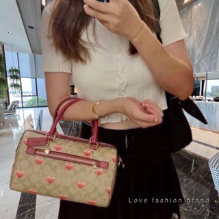 👑ผ่อน0%~แท้100%👑CA248 กระเป๋าสะพาย COACH ROWAN SATCHEL IN SIGNATURE CANVAS WITH STRIPE HEART