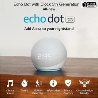 All-New Amazon Echo Dot (5th Gen, 2022 release) with clock | Smart speaker with clock and Alexa [Ready to Ship from BKK]