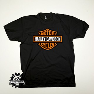 T-Shirtเสื้อยืดแขนสั้น ผ้าฝ้าย พิมพ์ลายโลโก้ดิจิทัล harley Motorcycle cycles Cool davidson แบบเรียบ สําหรับผู้ชาย S-5XL