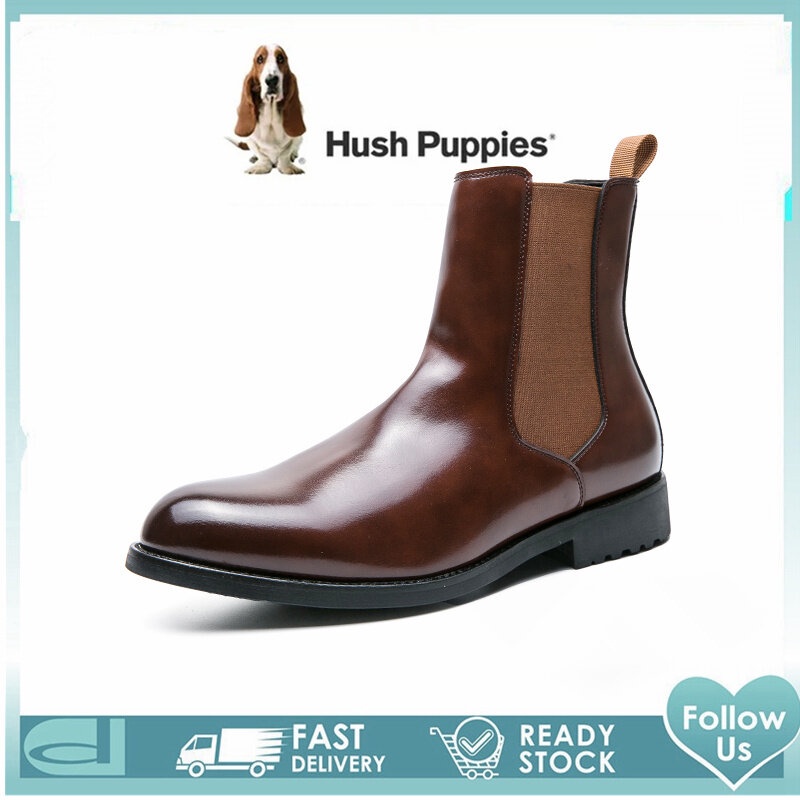 Hush ลูกสุนัขรองเท้าผู้ชาย Hush Puppies ผู้ชายรองเท้า High Cut รองเท้าหนังรองเท้าสําหรับชายรองเท้า M