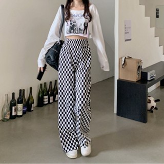 พร้อมส่ง 🧀🍳 Black plaid pants กางเกงลายสก็อตสุดคูล (35591)