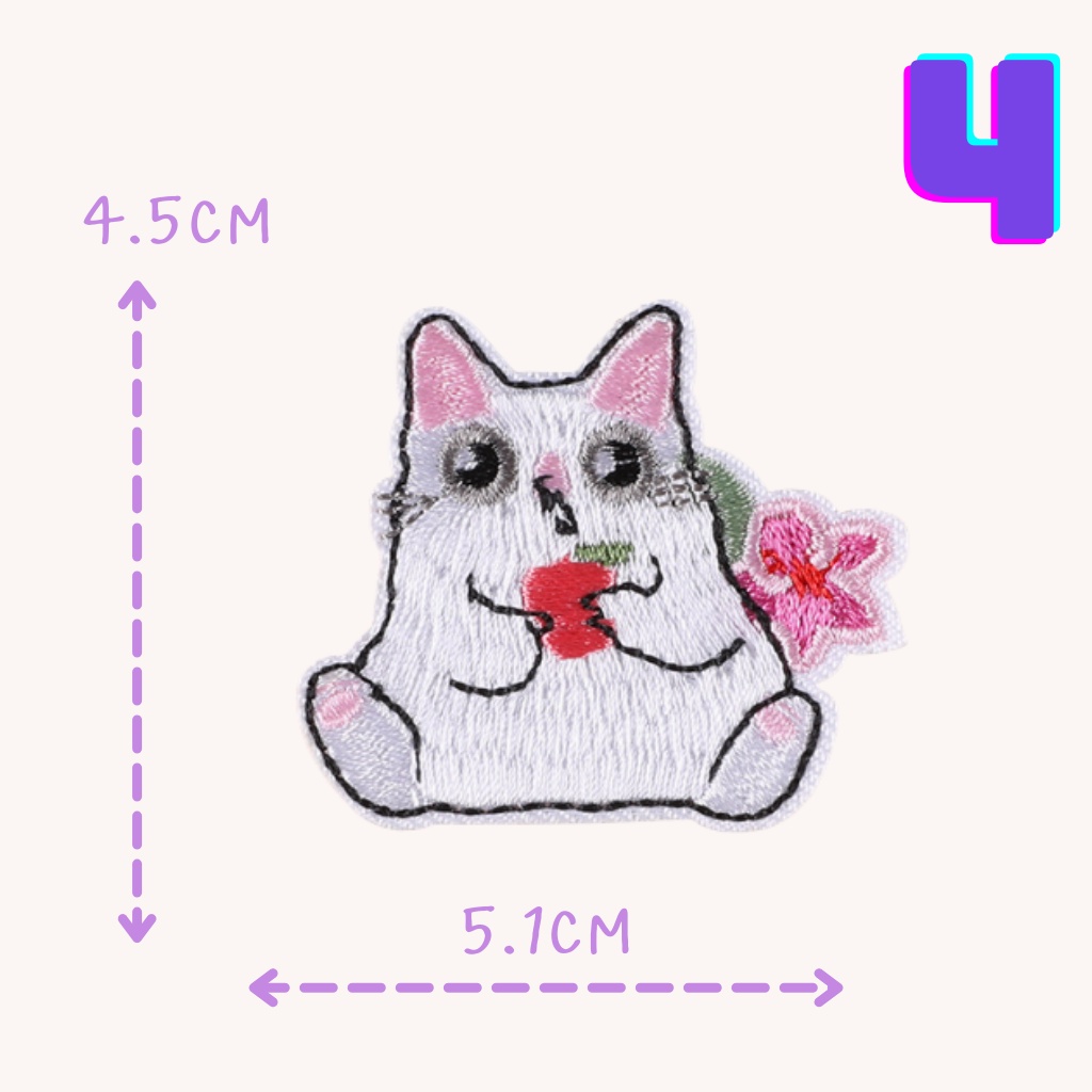 😄10บาททุกชิ้น😄ตัวรีดติดเสื้อ UC67 DIY:อาร์มติดเสื้อ ลายแมวสีขาว แมวคู่ ใช้เตารีดรีดติดลงผ้าได้เลยค่ะ - รูปที่ 3