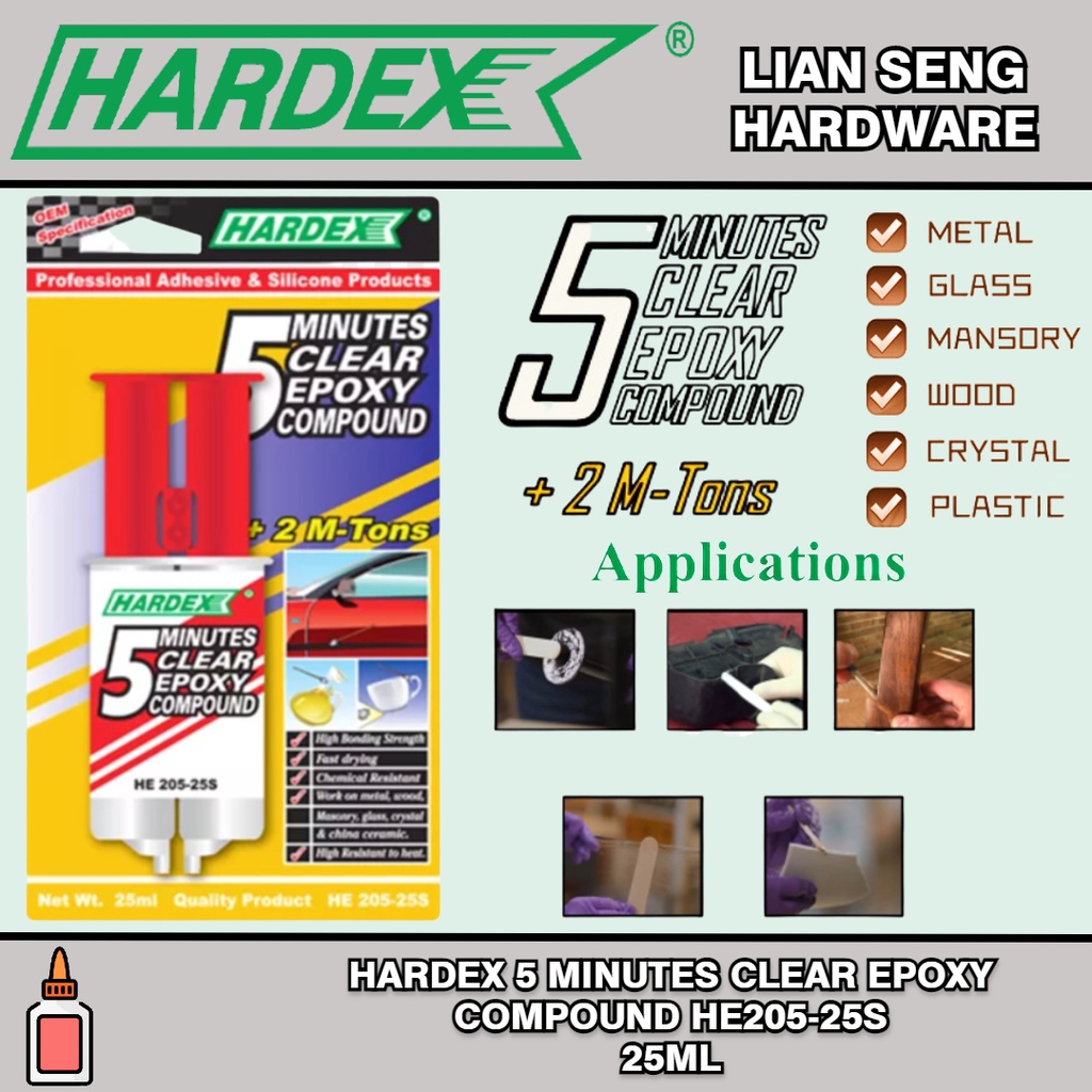 HARDEX 5 MINUTES CLEAR EPOXY COMPOUND HE205-25S (25ML)