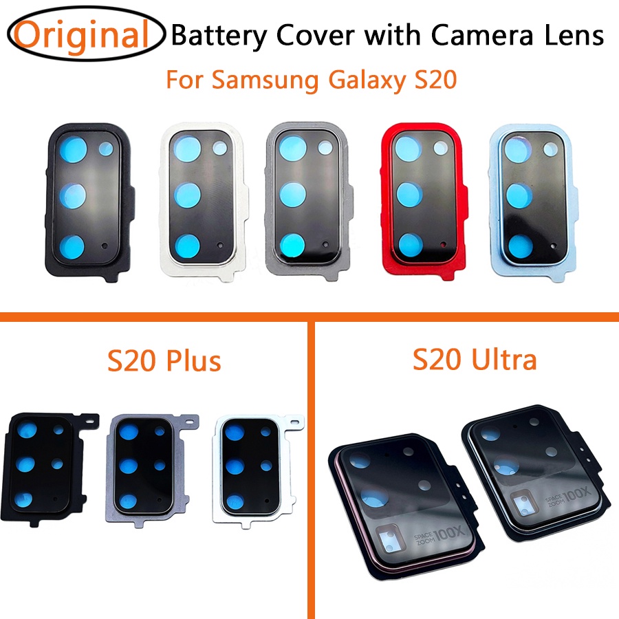 ของแท้ 100% ฝาครอบเลนส์กล้อง ด้านหลัง พร้อมกรอบ และสติกเกอร์ แบบเปลี่ยน สําหรับ Samsung Galaxy S20 Ultra S20+ S20 Plus