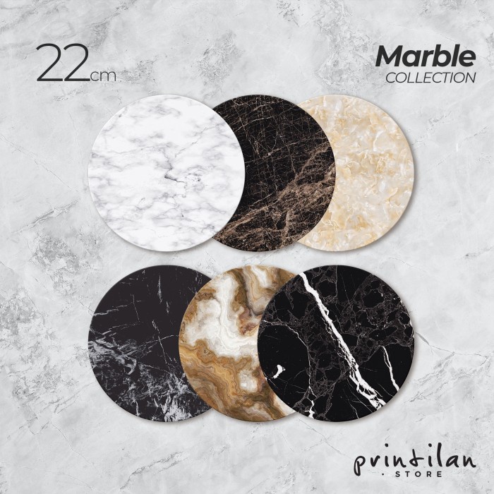 [รอบ 22 ซม.] MARBLE COLLECTION CAKE BOARD / Printing CAKE Coaster Store