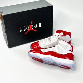 Sobc [Asper] Air Jordan 11 Retro Cherry GS รองเท้าผ้าใบลําลอง สีขาว สีแดง ขนาดใหญ่ สําหรับเด็ก 378038-116