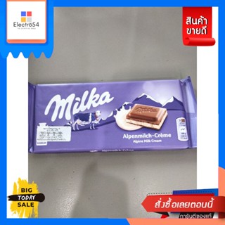 ขนม Milka Alpen Milk Cream  ช็อคโกแลตสอดไส้ครีมรสนม มิลก้า 100 กรัม Milka Alpen Milk Cream, chocolate filled w