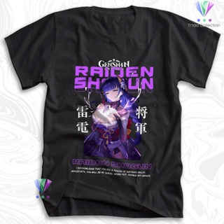 Genshin IMPACT RAIDEN SHOGUN Baju Game Kaos Permainan Casual Short Sleeve T-Shirt Digital Print Distro Black Plus S_03