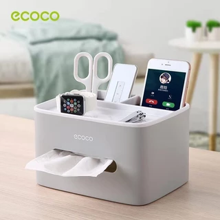 ecoco กล่องใส่ทิชชู่มัลติฟังก์ชั่น กล่องใส่ทิชชู่อเนกประสงค์ กล่องใส่กระดาษทิชชู่ ที่ใส่กระดาษทิชชู่ กล่องเก็บของ