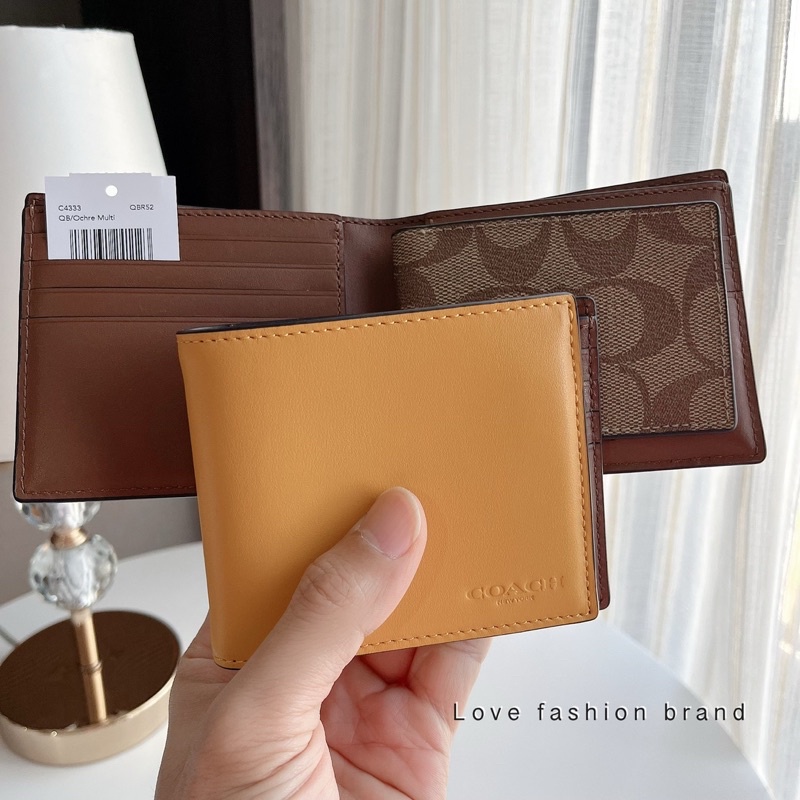 👑ผ่อน0%~แท้100%👑 กระเป๋าสตางค์ชาย DOUBLE BILLFOLD WALLET IN SIGNATURE COACH C4333