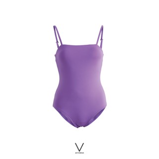 SS2023 PURPLE SWIMMING SUIT ชุดว่ายน้ำ สายเดี่ยว สีม่วง สายปรับได้ มีฟองน้ำในตัวผ้าหนา กัน UV UPF 50+