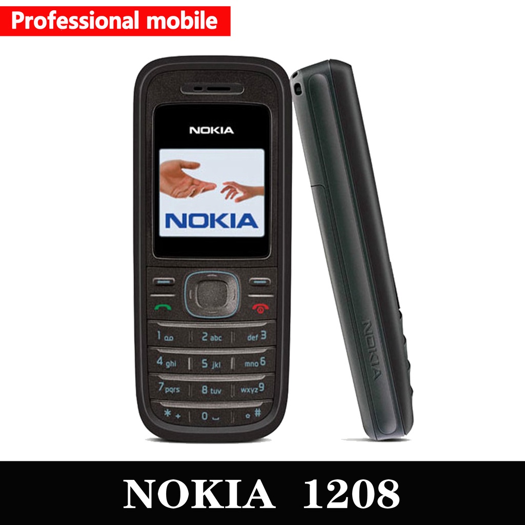 ❄❄ ❄❄ปลดล็อกแล้ว Nokia 1208 GSM Nokia Basic ปุ่มกดโทรศัพท์มือถือ ครบชุด