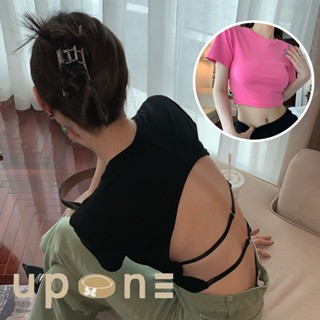สําหรับผู้หญิง  เสื้อยืดแฟชั่น  เสื้อยืดเว้าหลังสีเรียบ  เสื้อยืดทรงผูกหลังผู้หญิง  เสื้อยืดเซ็กซี่