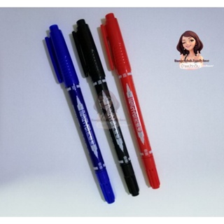ปากกามาร์คเกอร์  ปากกากันน้ำ  ปากกา 2 หัว หัวเล็ก หัวใหญ่  ปากกาเขียนลื่น   สีสวย ปากกา 2 หัว ขนาด 0.7 mm. และ 1.5 mm.