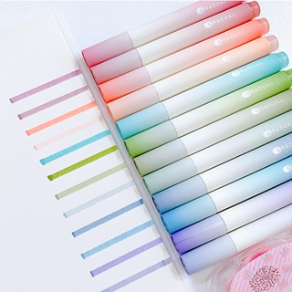 ปากกามาร์กเกอร์ ไฮไลท์ ไล่โทนสีมาการอง สีแดง เครื่องเขียน 12 ชิ้น ต่อชุด