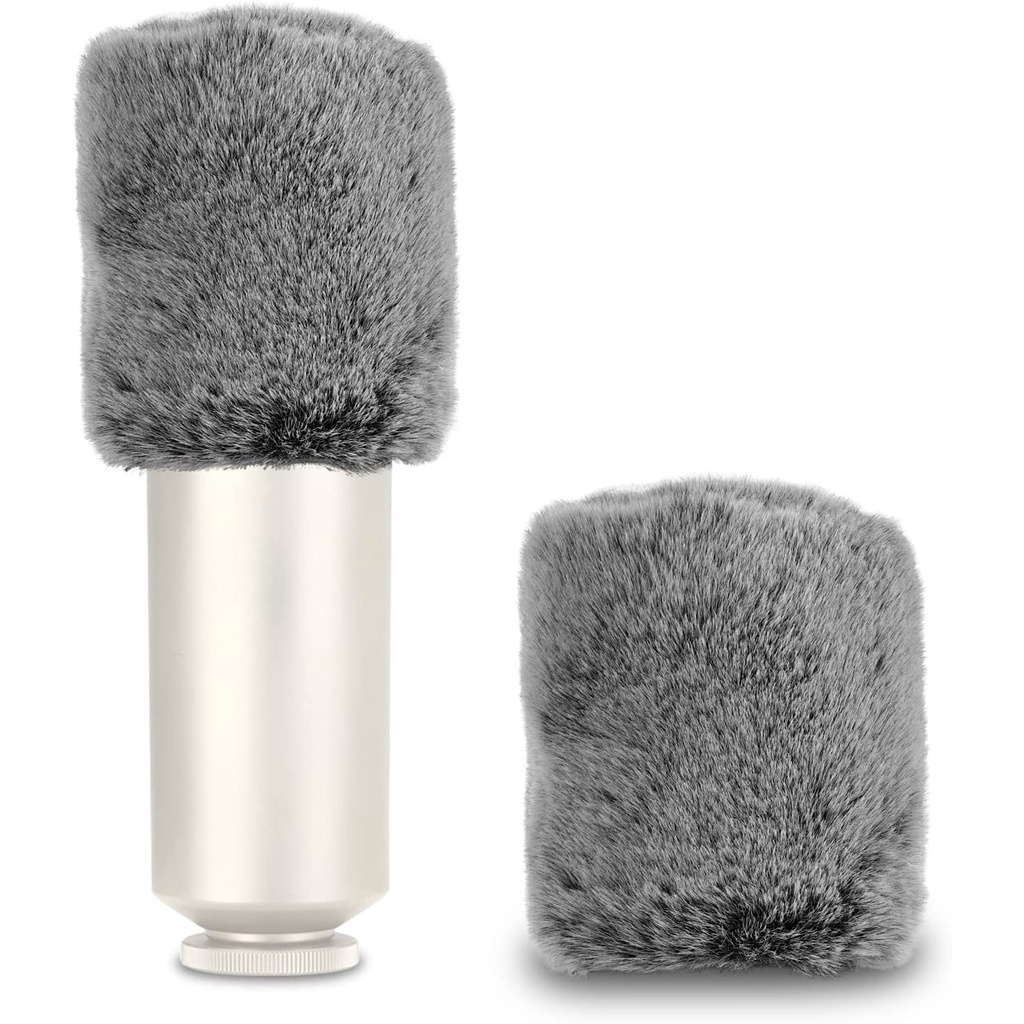 Geekria ขนเฟอร์กันลมไมโครโฟน สีเทา สําหรับ RODE NT1 NT1-A NT2-A NT1000 NT2000 K2 2 แพ็ค