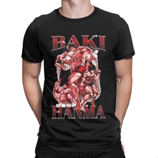 เสื้อยืดแขนสั้นลําลอง คอกลม พิมพ์ลายการ์ตูนอนิเมะ Baki Hanma 90s สไตล์วินเทจ สําหรับผู้ชาย