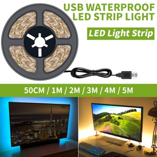 เทปไฟริบบิ้น LED DC5V USB TV กันน้ํา ยืดหยุ่น ขนาด 50 ซม. 1 ม. 2 ม. 3 ม. 4 ม. 5 ม. สําหรับตกแต่งตู้เสื้อผ้า